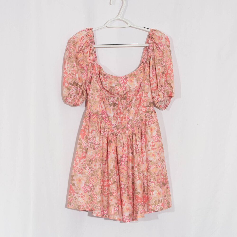 SHOWPO Coquette Phorchia Mini Floral Puff Sleeve Corset Dress Size 6 - Picture 9 of 16